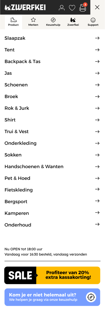 Navigation – mobile drawer layout open
