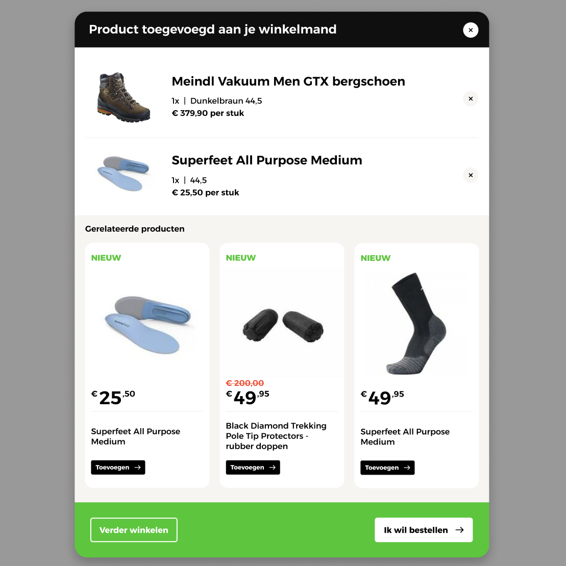 Compact Product Card inside the Cart Dialog Related Products section
