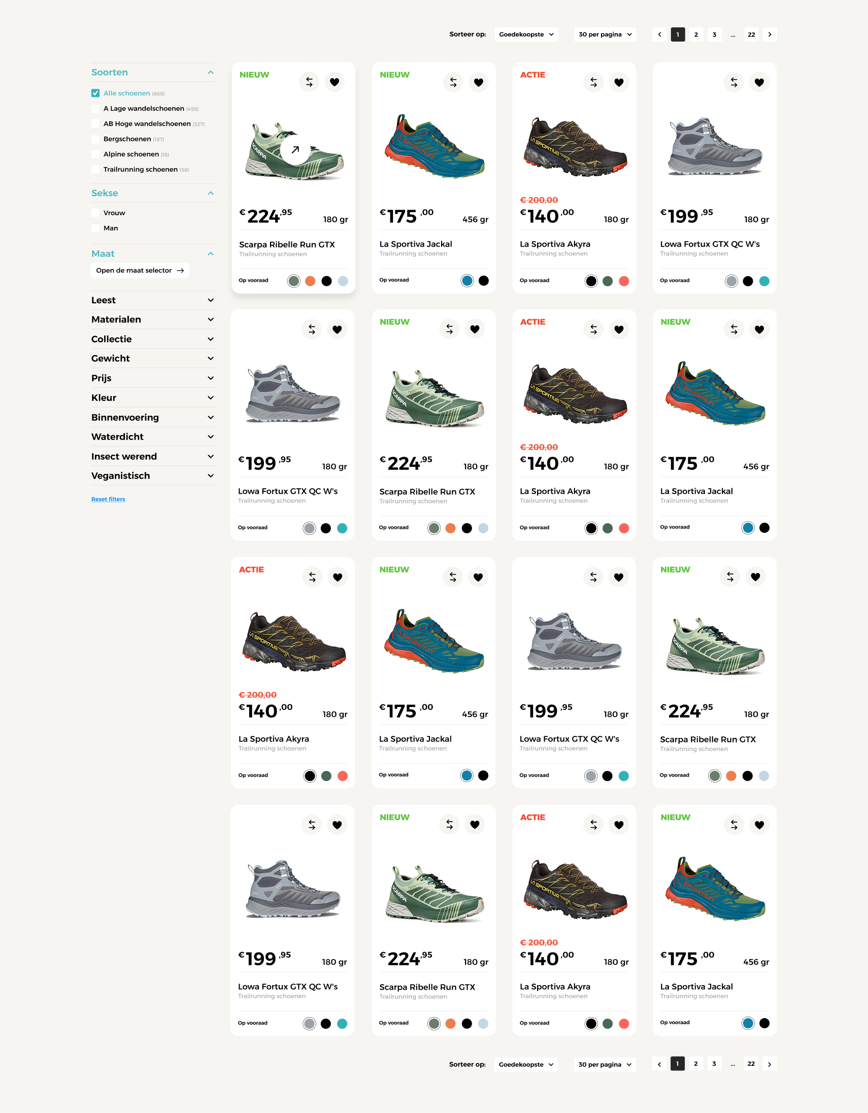 Product Card inside the PLP listing grid